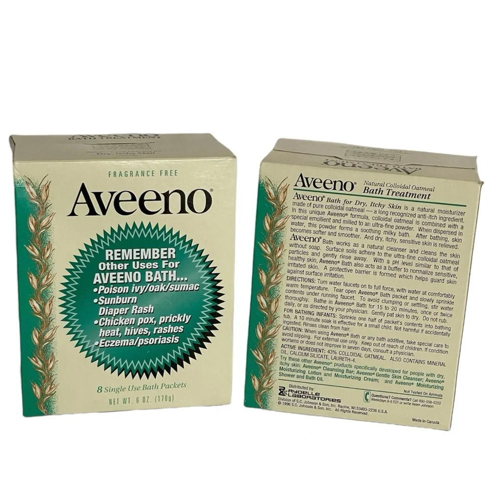 AVEENO Fragrance Free Bath Treatment Packets Two Boxes of 8 Single Use Packets